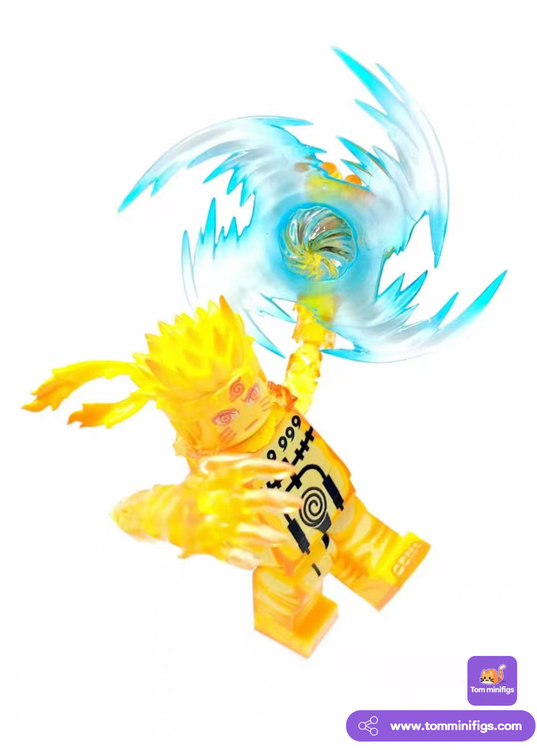 【Sold】Naruto Ultimate Golden Nine-Tails Mode Uzumaki Naruto with Village Symbol Brick