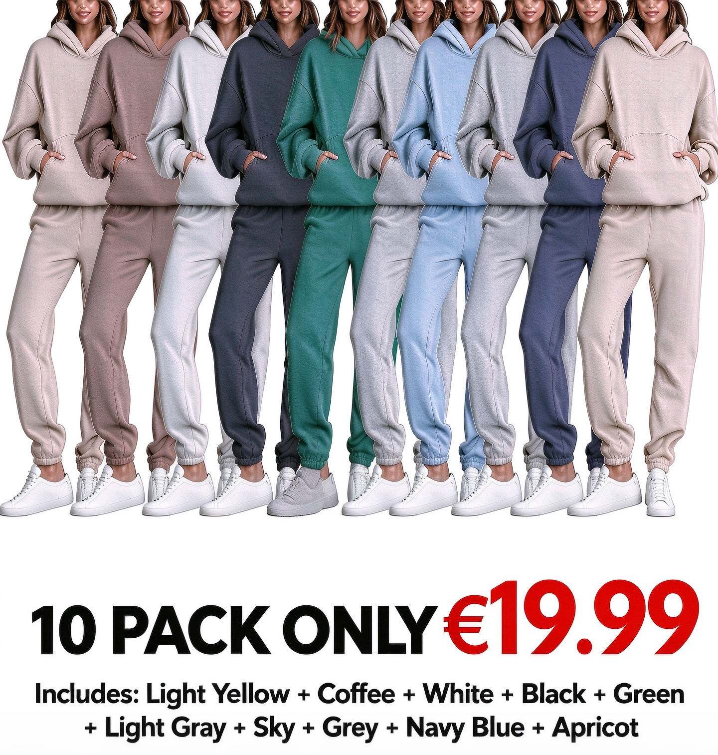 Women’s Casual 2 Piece Hoodie and Jogger Sweatsuit Set - Oversized Y2K Style