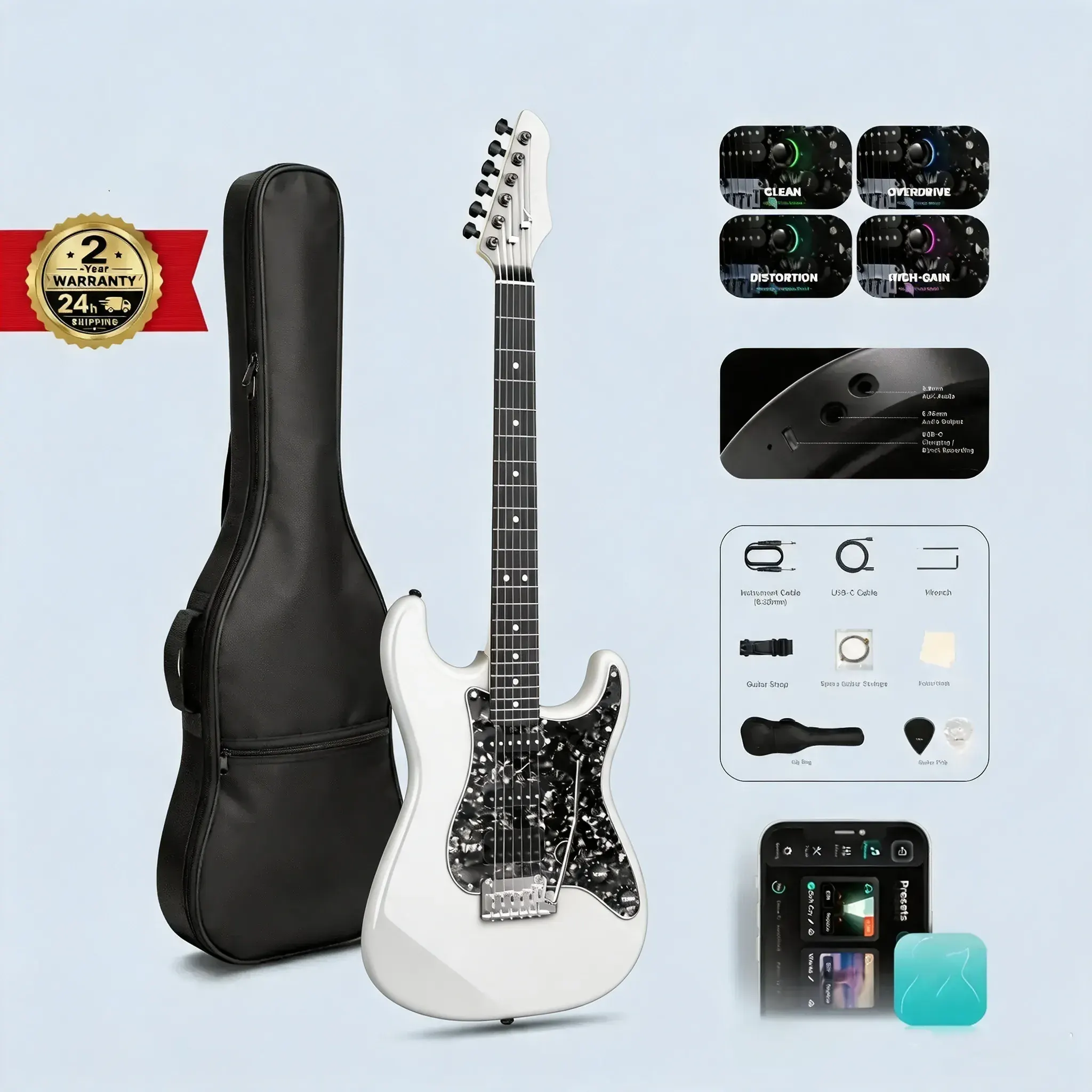 Zero-Gear Rocker Electric Guitar with DSP Effects