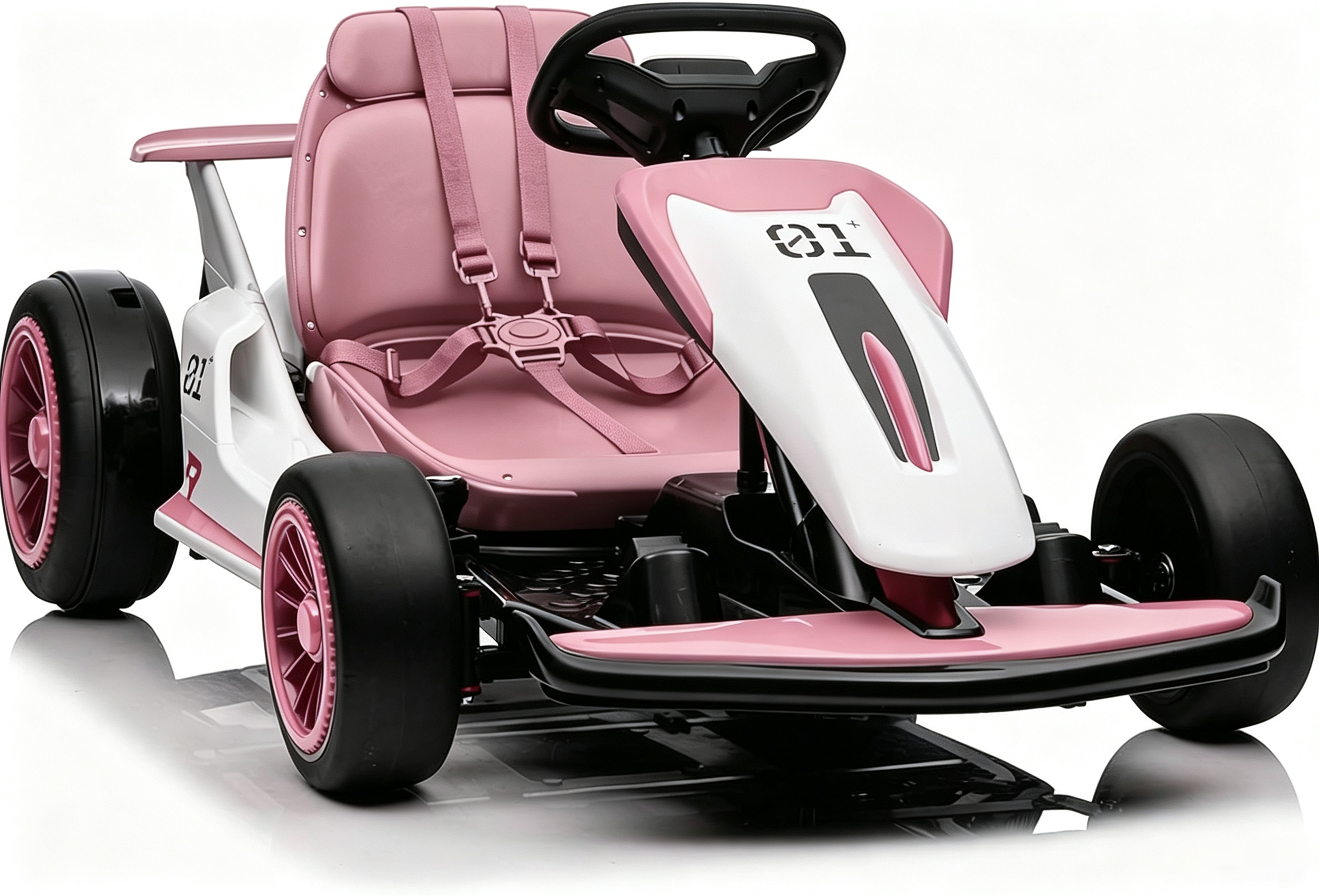 Kids Go Kart, Ride On Drift Kart with Dual 200W Motors, 24V Battery Powered Electric Drift Car, Outdoor 2-Speed Ride On Racing Toy for Boys Girls 6+, 8.1 Mph Max Speed, Red+White