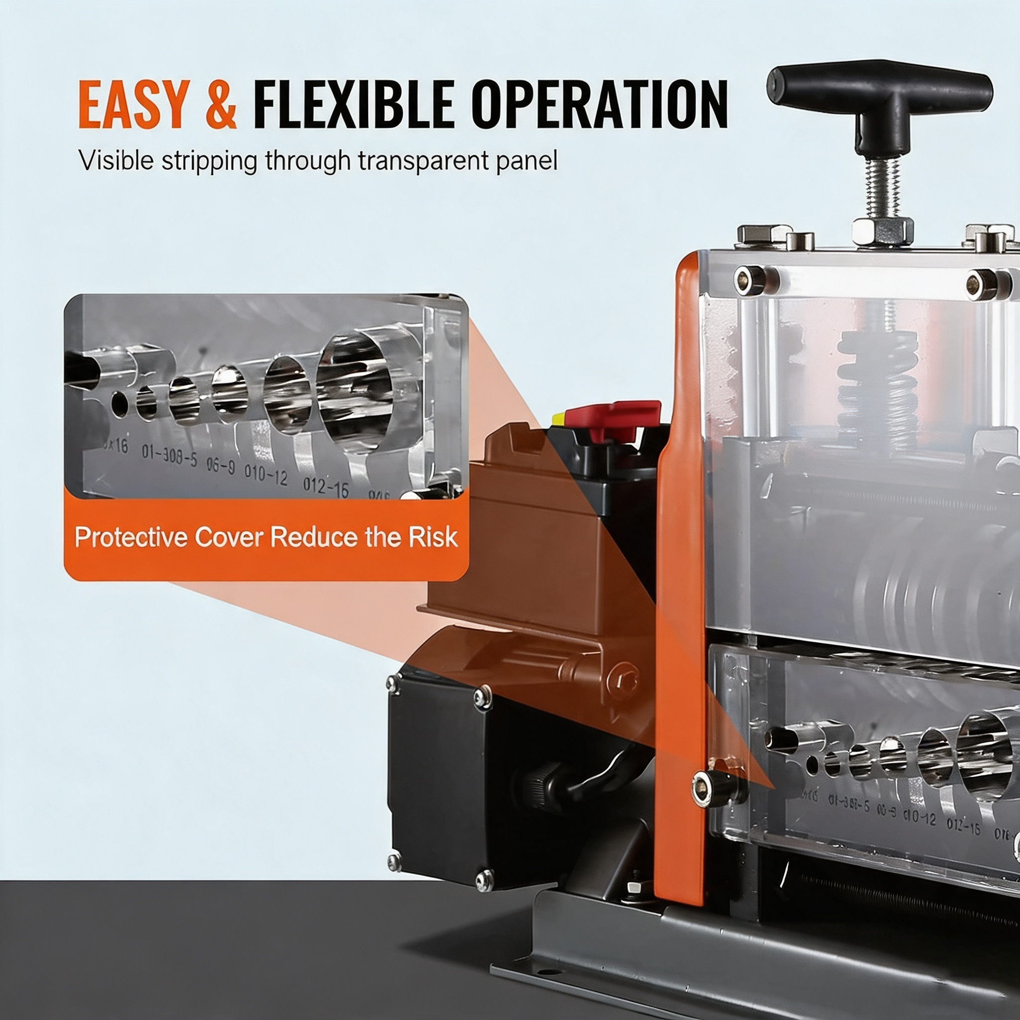 VEVOR Electric Wire Stripping Machine 0.06"-0.98" Automatic Wire Stripper | 60W Copper Cable Stripper with 7 Channels, Transparent Cover, Adjustable Knob, for Wire Stripping Scrap Copper Recycling