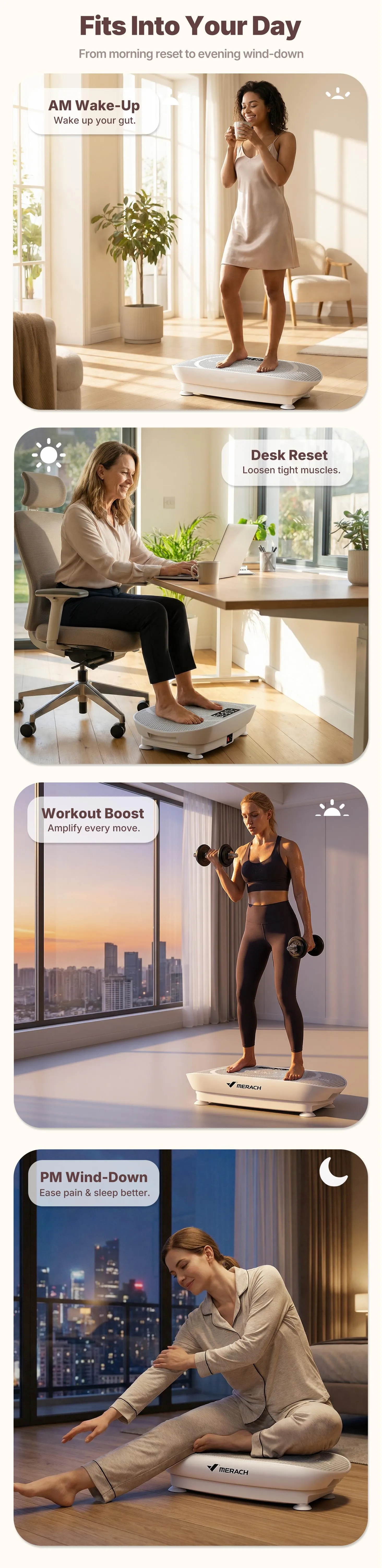 Merach Vibration Plate Exercise Machine, Compact Design with Lymphatic Drainage, High Frequency for Low Impact Full Body Workout, 400Lbs Capacity for Home Gym Workout Equipment Summervibes