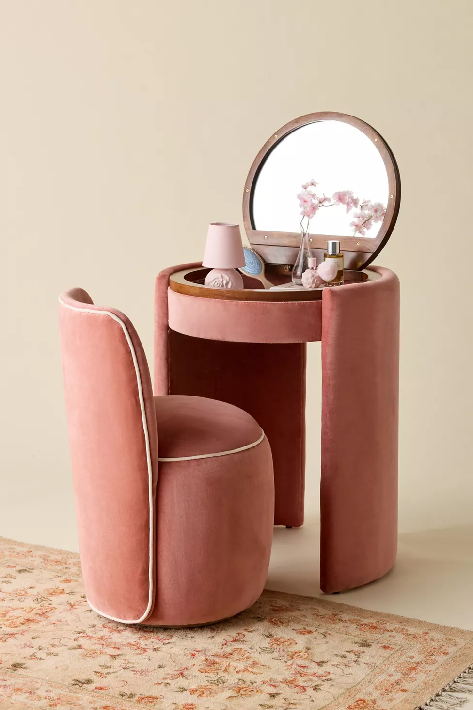 Whzyxd Upholstered Vanity & Stool Set