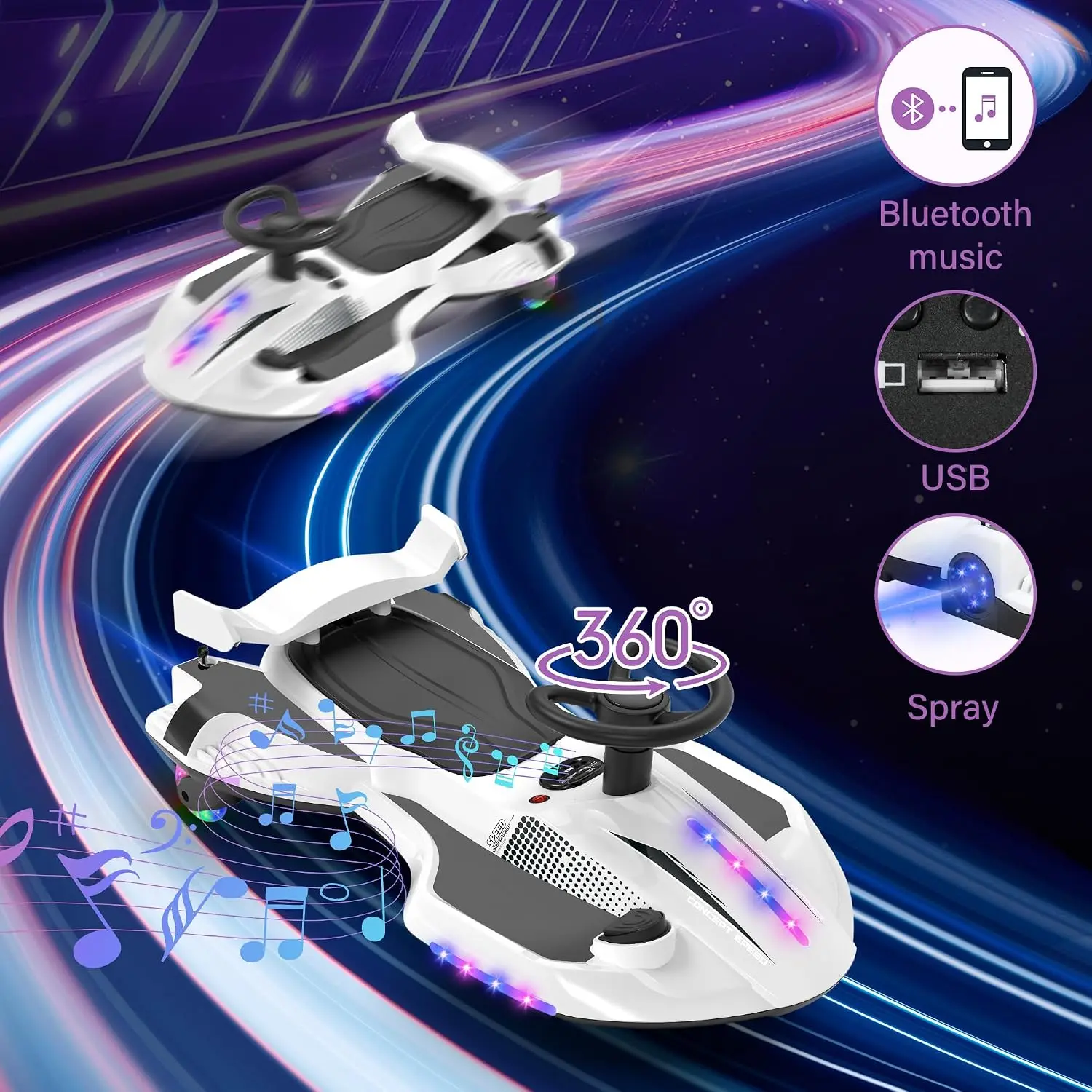 12V Electric Wiggle Car Ride-On for Kids Bluetooth