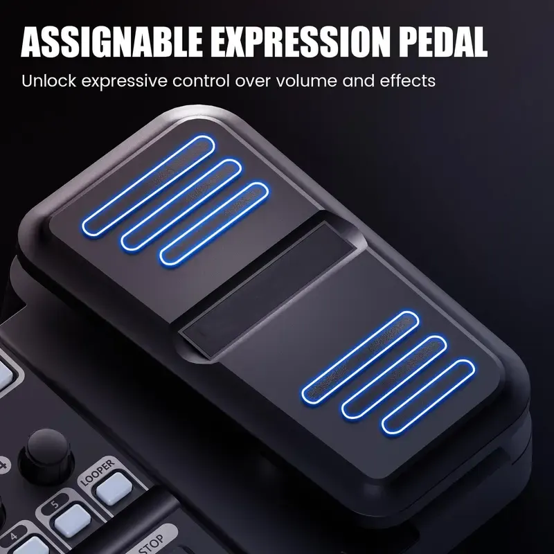 KMF-1 Compact Guitar Multi Effects Pedal with 42 Drum Rhythms, 18 Amplifiers/Cabinets, 77 Effects, 50 Presets, Upgraded Color Screen, Aux In, Tuner, Looper, Expression Wah Volume Distortion, Footswitches, Pedalboard Compatibility, Foot Switches