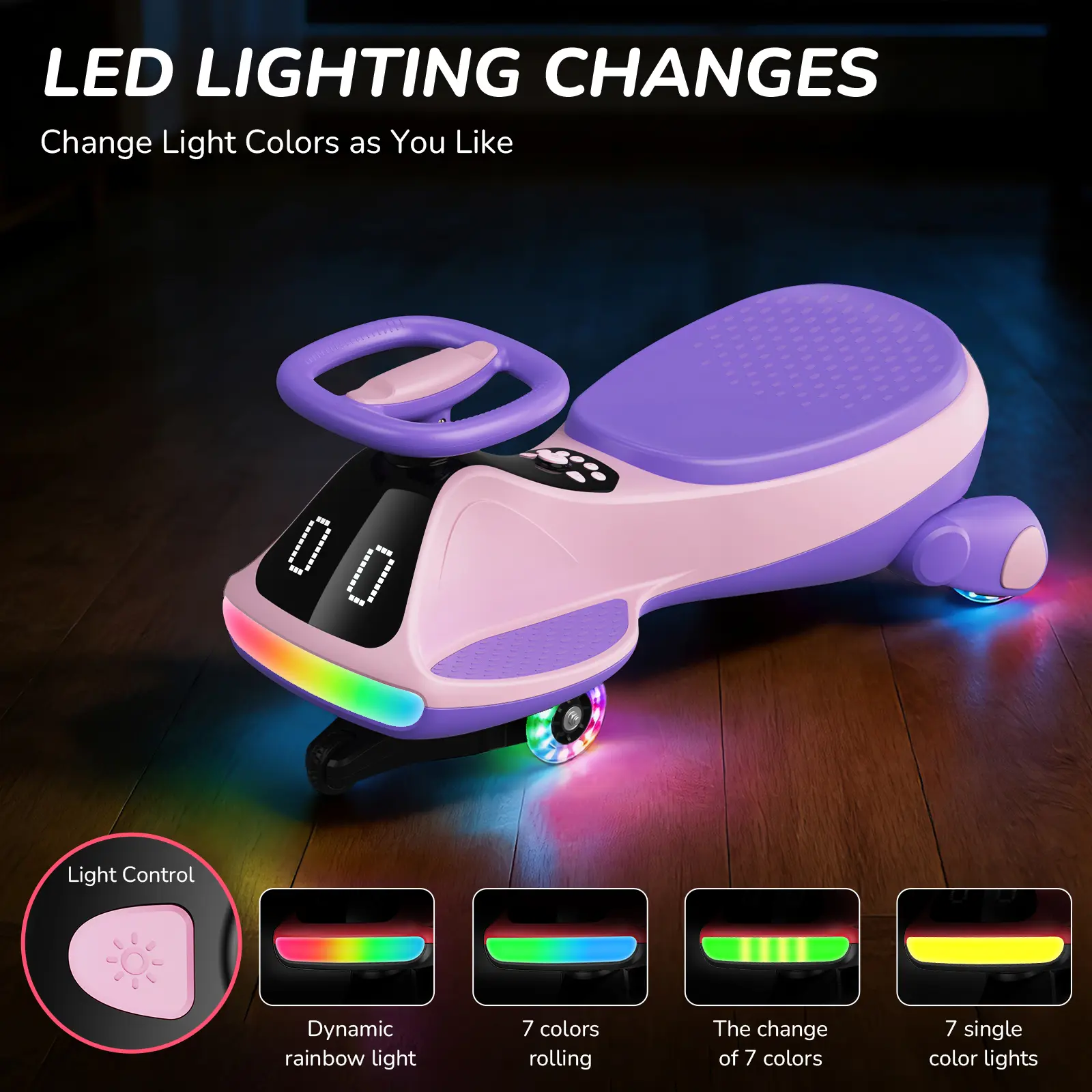 Umatoll 12V Electric Wiggle Car with Lights & Bluetooth