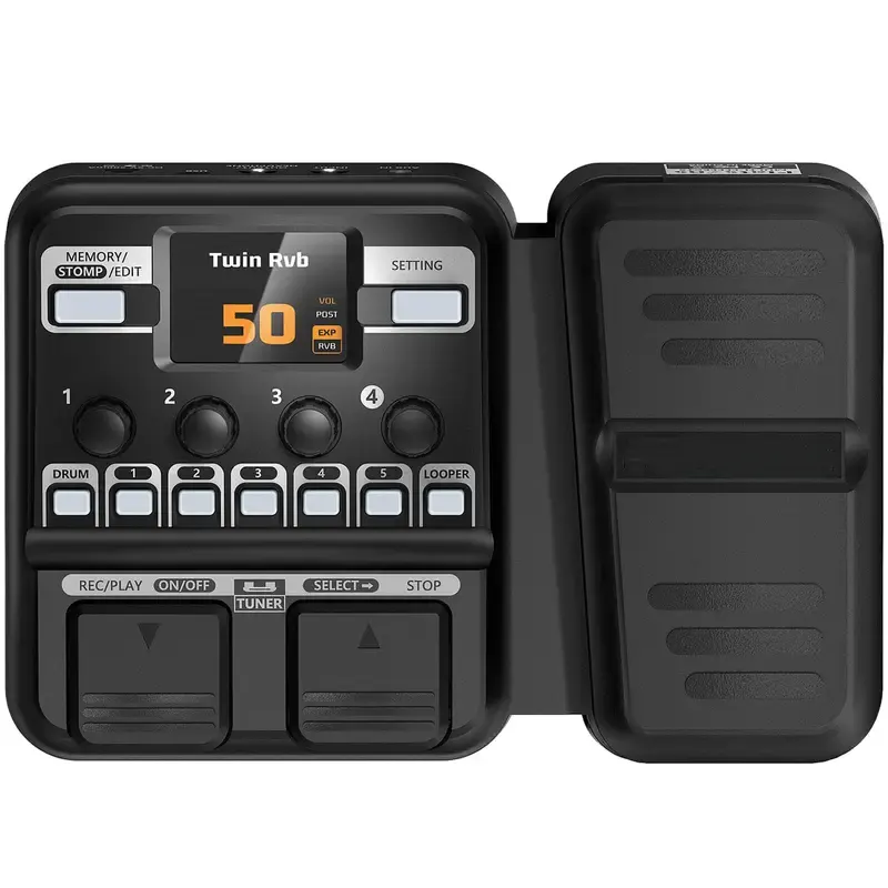 KMF-1 Compact Guitar Multi Effects Pedal with 42 Drum Rhythms, 18 Amplifiers/Cabinets, 77 Effects, 50 Presets, Upgraded Color Screen, Aux In, Tuner, Looper, Expression Wah Volume Distortion, Footswitches, Pedalboard Compatibility, Foot Switches