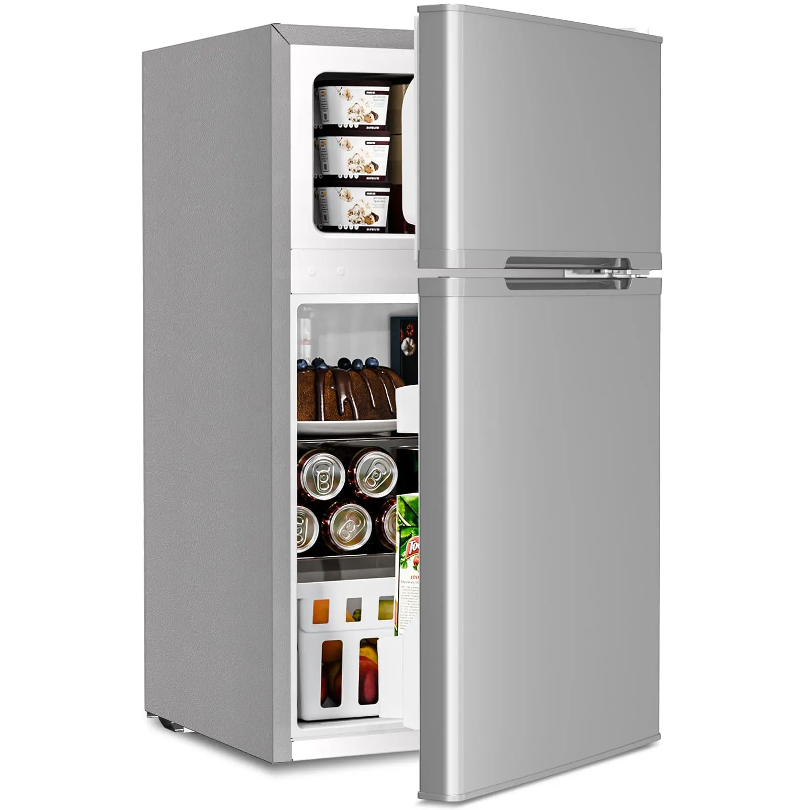 Antarctic Star Mini Compact Refrigerator 3.2 Cu.Ft. Double Door