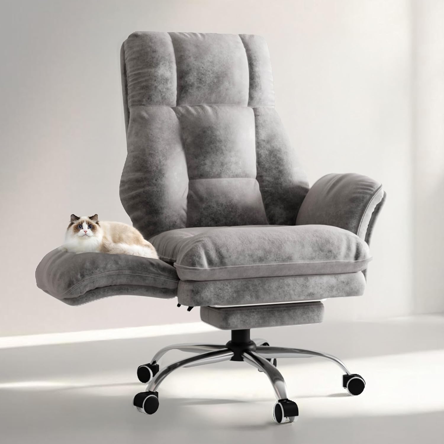 Big and Tall Office Chair, Flip Armrests for Pets & Cross Legged Sitting