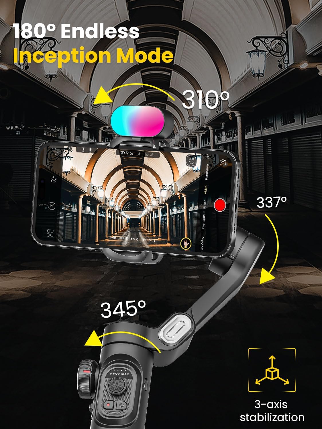 Phone Gimbal Stabilizer for iPhone 15 Pro Max Android Phones with Extension Rod 3-Axis Phone Gimbal Stabilizer with Follow Focus for Vlogging TikTok YouTube(Smart XE Combo1)