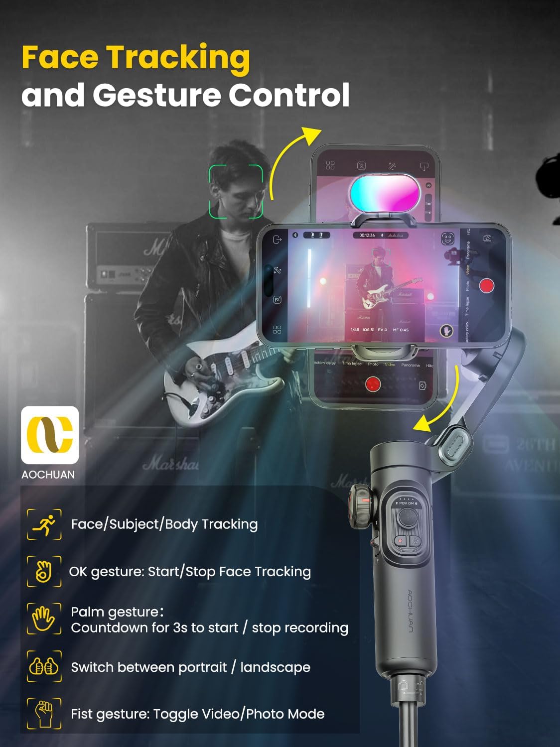 Phone Gimbal Stabilizer for iPhone 15 Pro Max Android Phones with Extension Rod 3-Axis Phone Gimbal Stabilizer with Follow Focus for Vlogging TikTok YouTube(Smart XE Combo1)