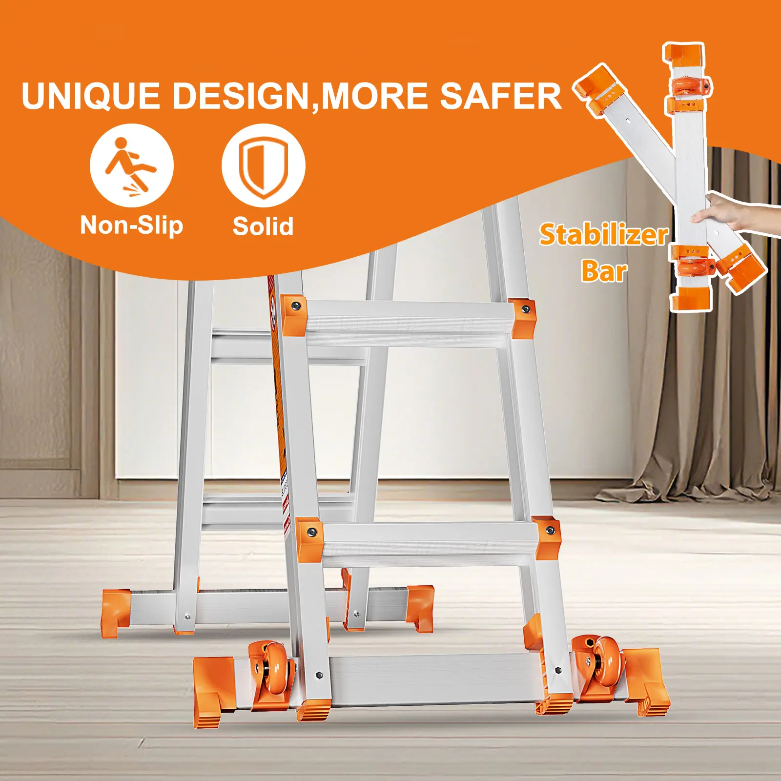 LeveLeve Extendable Telescopic Multi-Position Ladder for Home & Outdoors