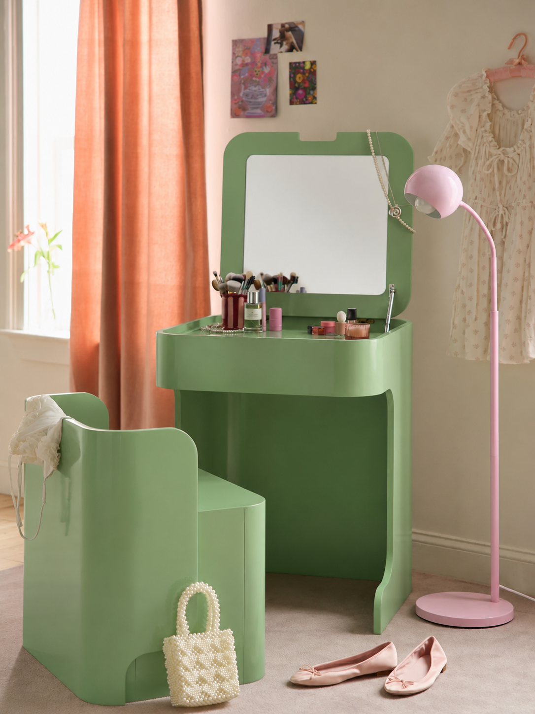 Whzyxd Upholstered Vanity & Stool Set
