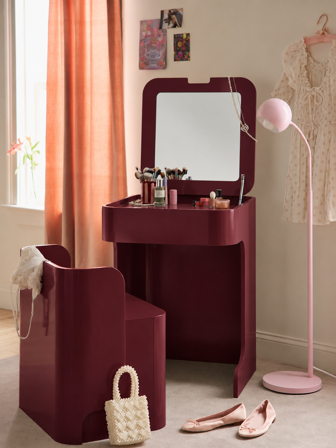 Whzyxd Upholstered Vanity & Stool Set