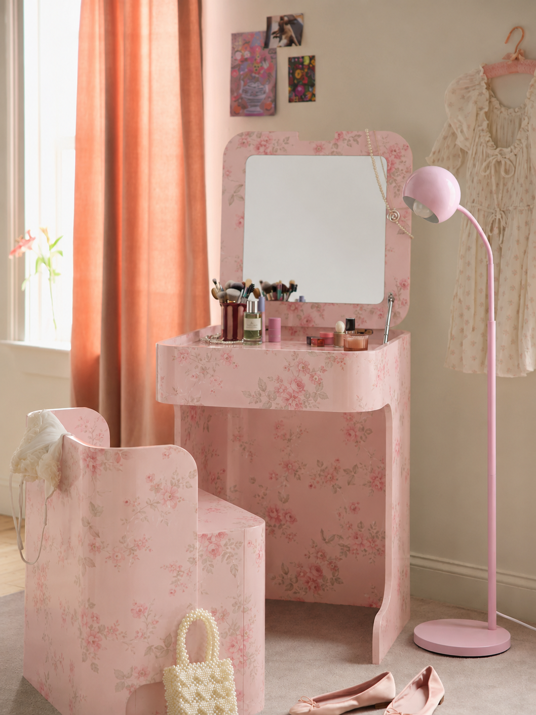 Whzyxd Upholstered Vanity & Stool Set