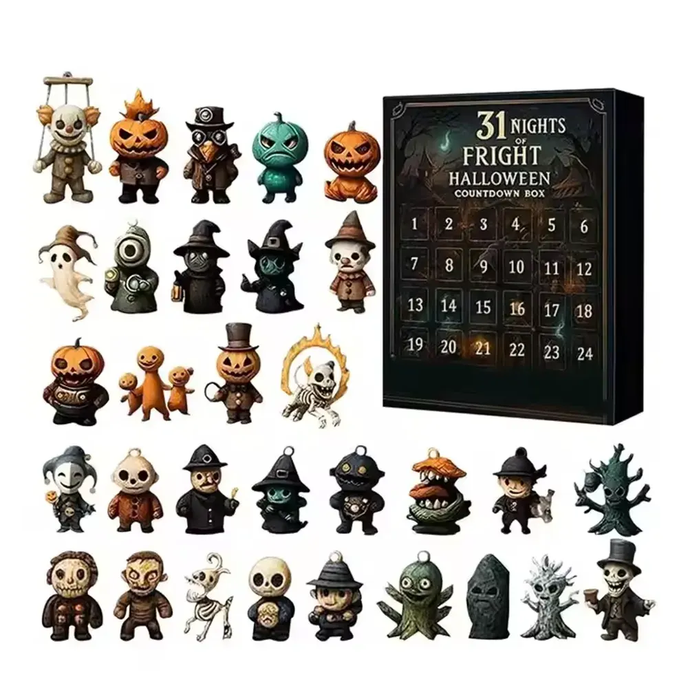 Halloween Advent Calendar 2025 31 Nights Horror Toy Countdown Box With Collectible Figures