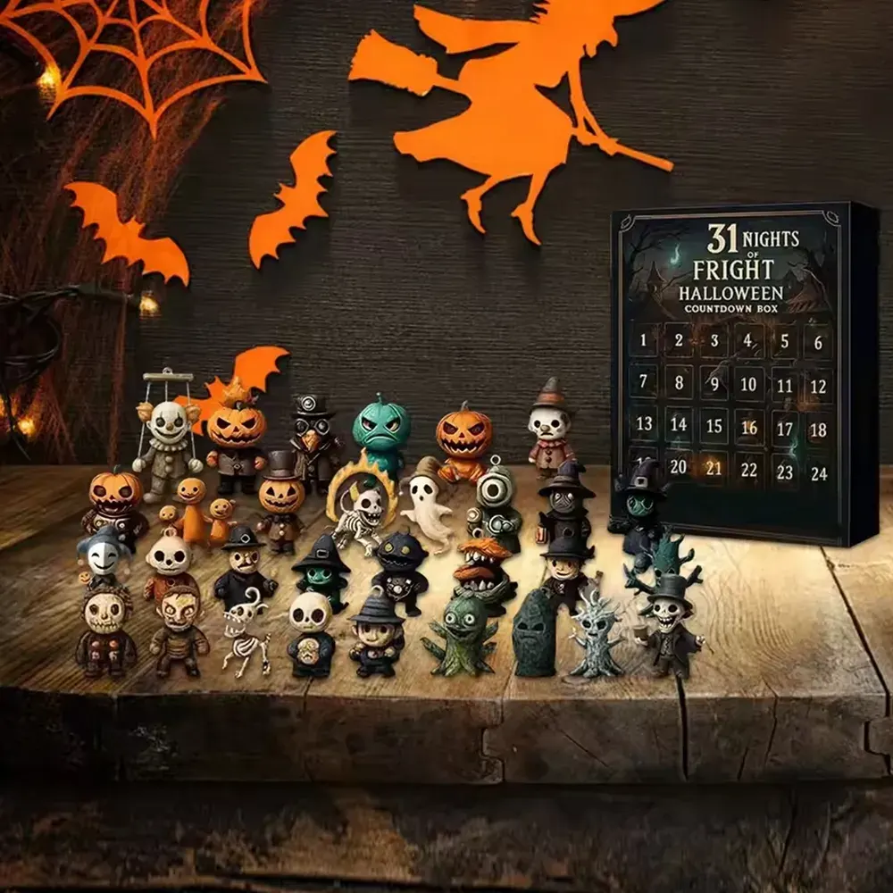 Halloween Advent Calendar 2025 31 Nights Horror Toy Countdown Box With Collectible Figures