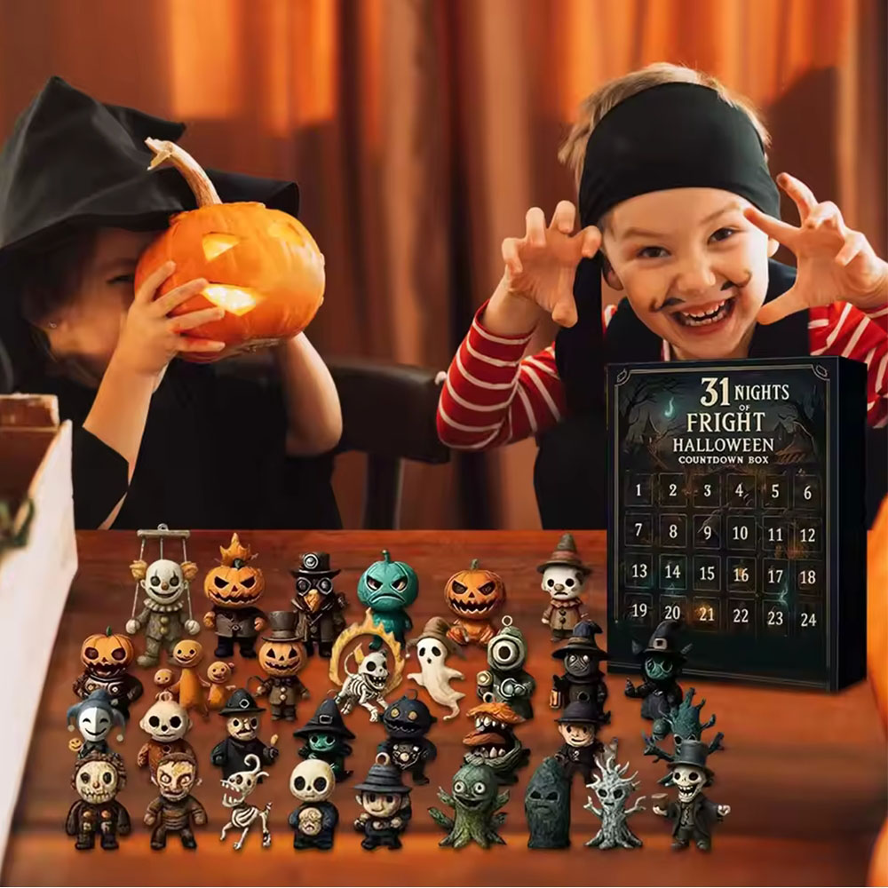 Halloween Advent Calendar 2025 31 Nights Horror Toy Countdown Box With Collectible Figures
