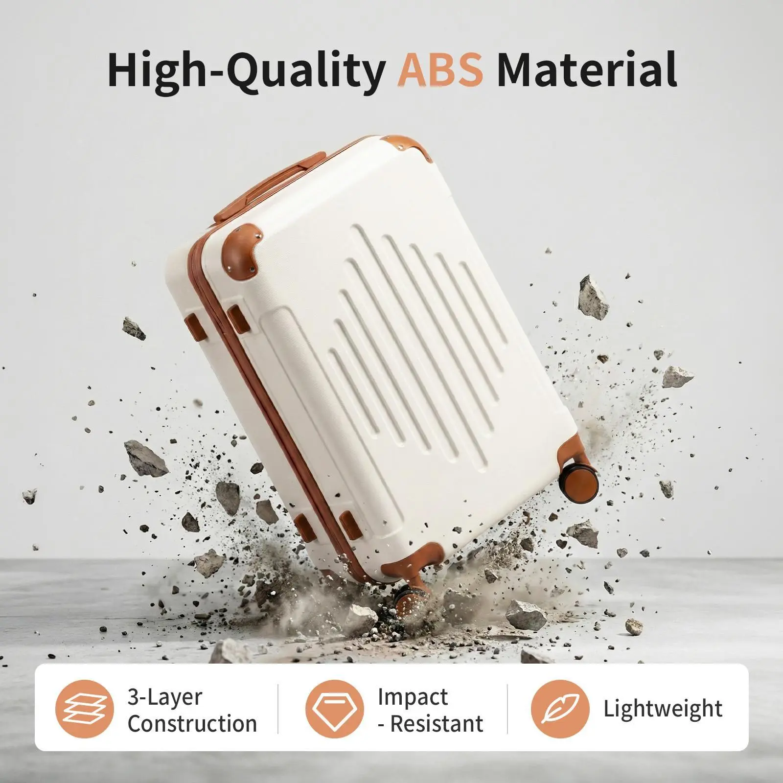 5-Piece ABS Luggage Set with Spinner Wheels & TSA Lock