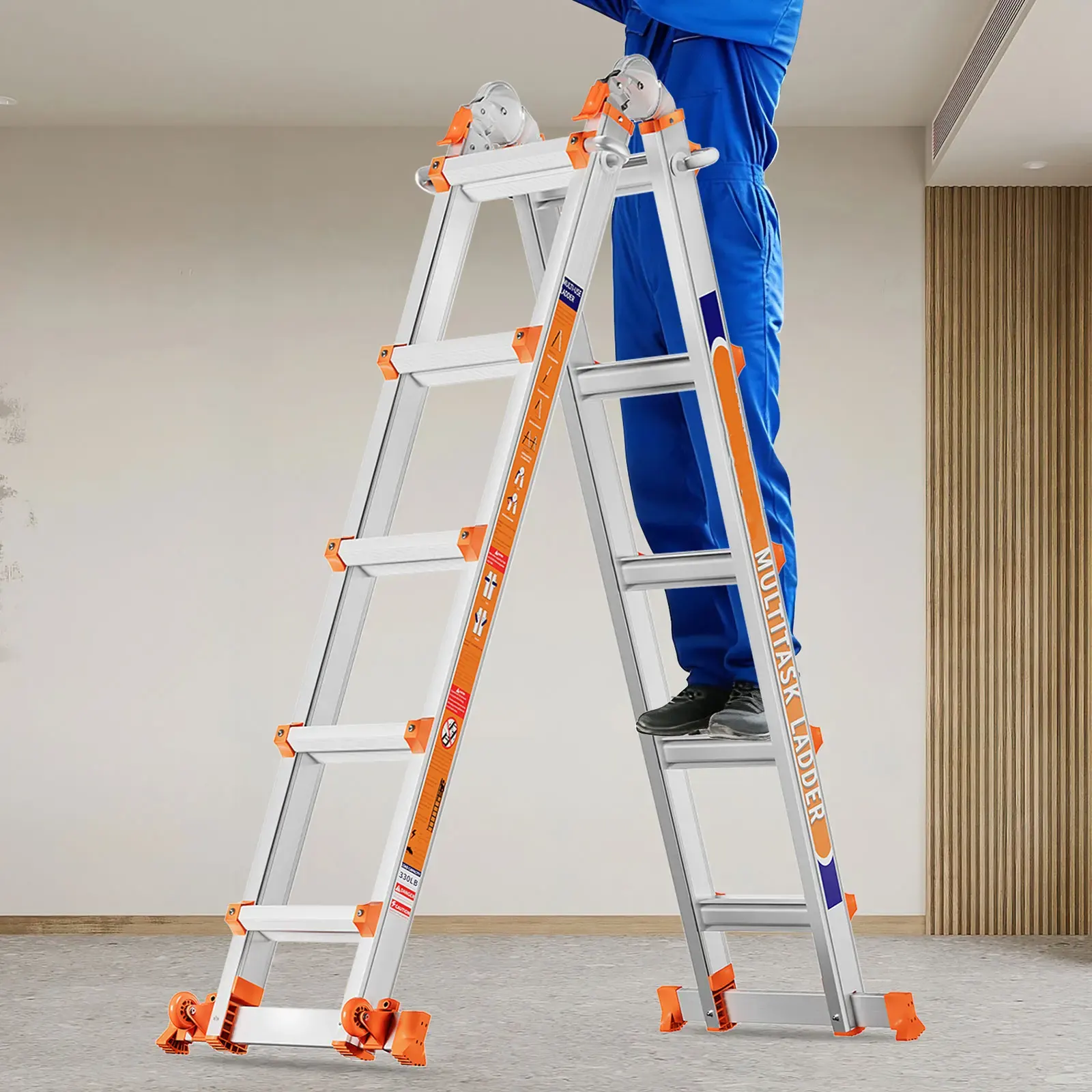 Extendable Telescopic Multi-Position Ladder for Home & Outdoors