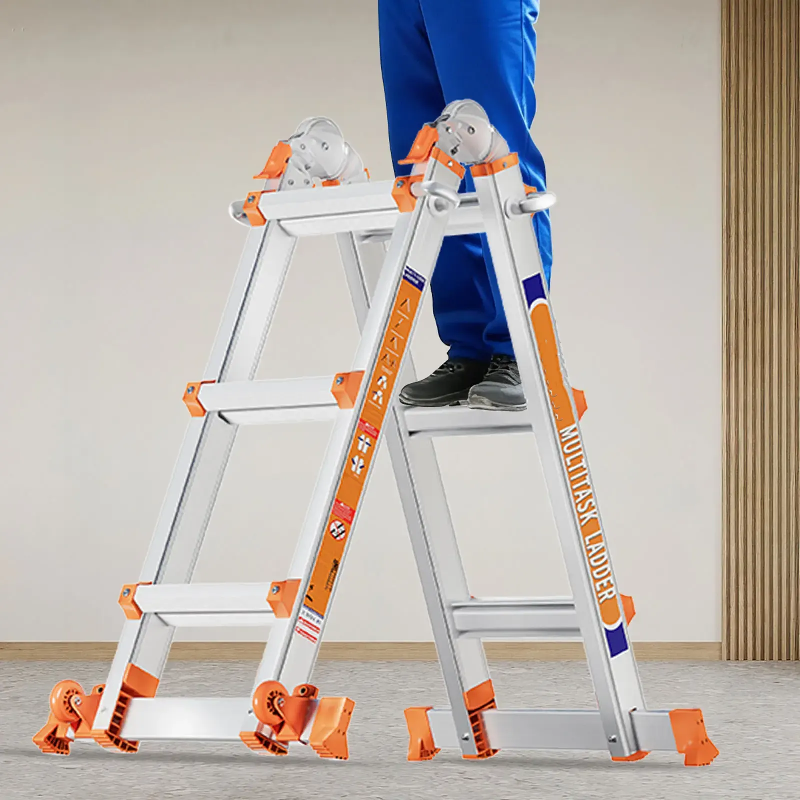 Extendable Telescopic Multi-Position Ladder for Home & Outdoors