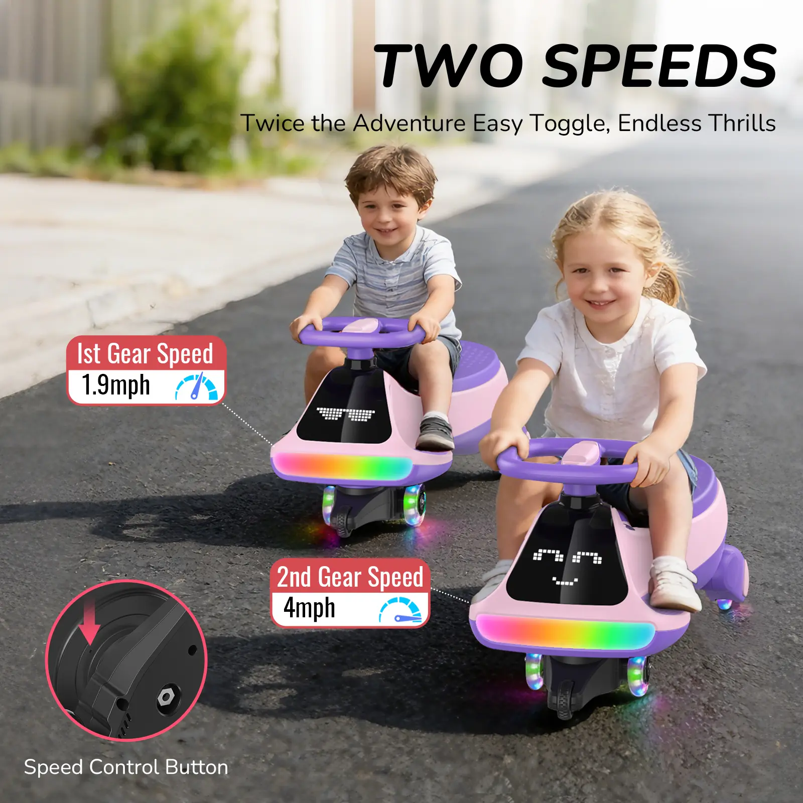 Umatoll 12V Electric Wiggle Car with Lights & Bluetooth