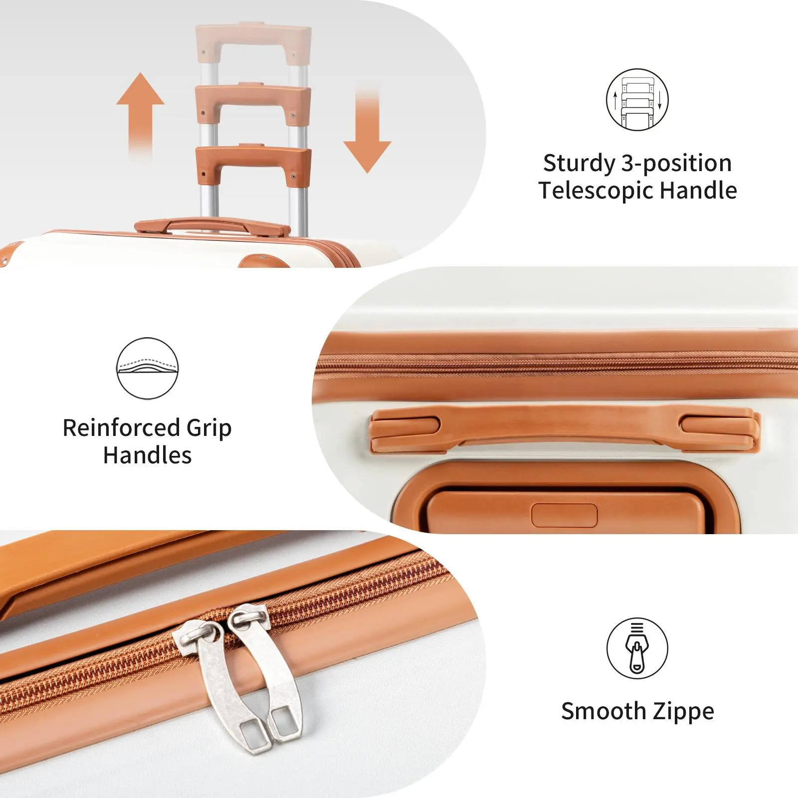5-Piece ABS Luggage Set with Spinner Wheels & TSA Lock