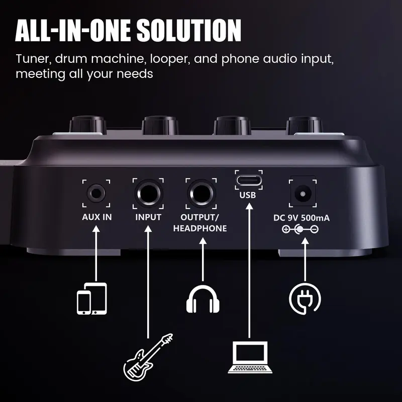 KMF-1 Compact Guitar Multi Effects Pedal with 42 Drum Rhythms, 18 Amplifiers/Cabinets, 77 Effects, 50 Presets, Upgraded Color Screen, Aux In, Tuner, Looper, Expression Wah Volume Distortion, Footswitches, Pedalboard Compatibility, Foot Switches