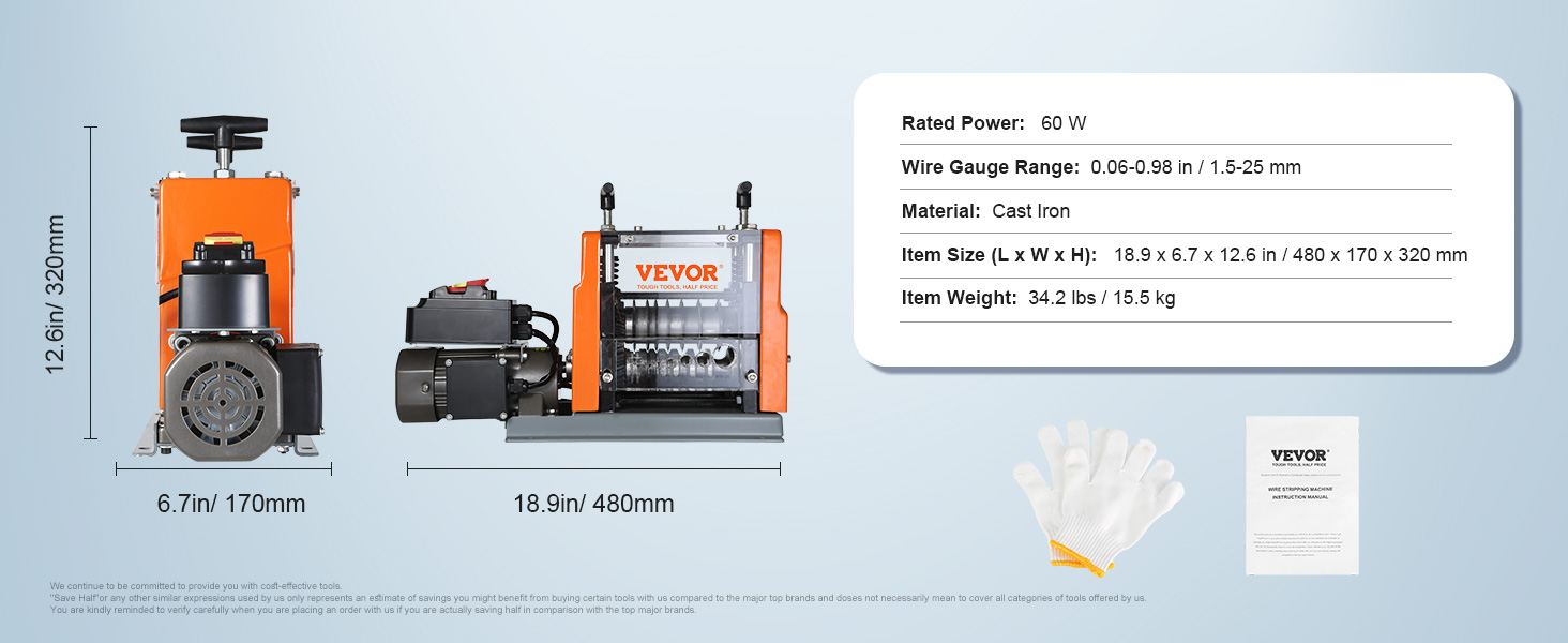 VEVOR Wire Stripping Machine used with a drill for hands-free operation