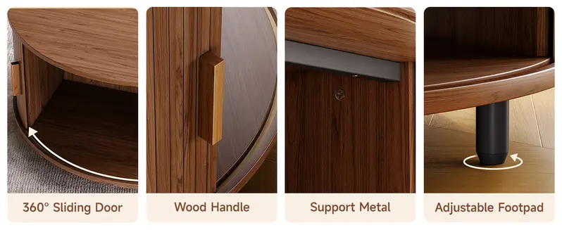 【FallDealsForYou】ONBRILL 31.5" Round Storage Coffee Table - Fluted Wood Modern Space Saving Furniture, Living Room/Bedroom Decor, 360° Curved Sliding Door, Adjustable Footpads, Assembly Required, Mother's Day Gift Option 【FallDealsForYou】ONBRILL 31.5" Round Storage Coffee Table - Fluted Wood Modern Space Saving Furniture, Living Room/Bedroom Decor, 360° Curved Sliding Door, Adjustable Footpads, Assembly Required, Mother's Day Gift Option