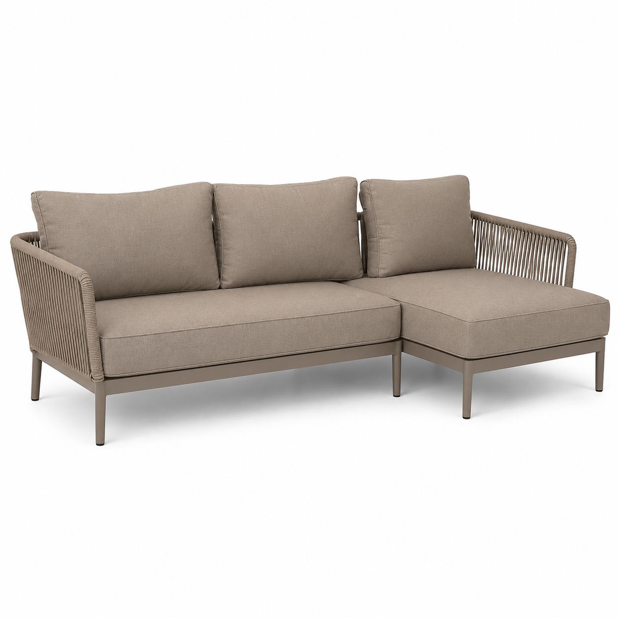 Modulares Outdoor Lounge Sofa Taupe mit Rope Armlehnen