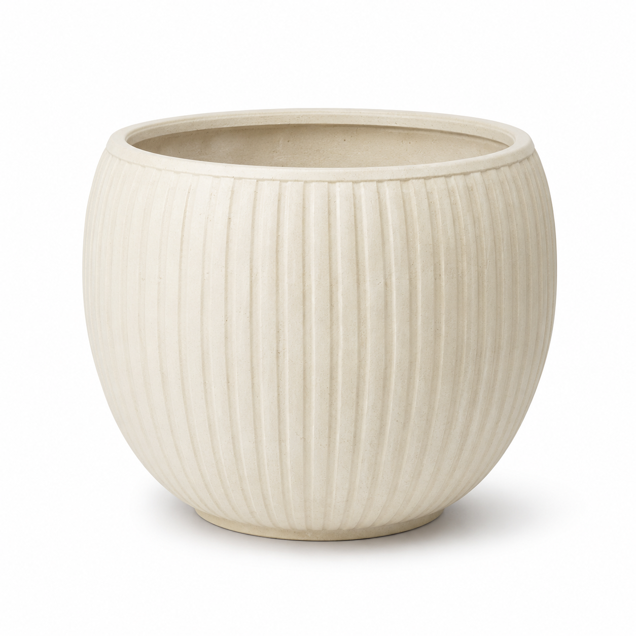 Pflanzkübel Creme geriffelt rund 50 cm für Terrasse