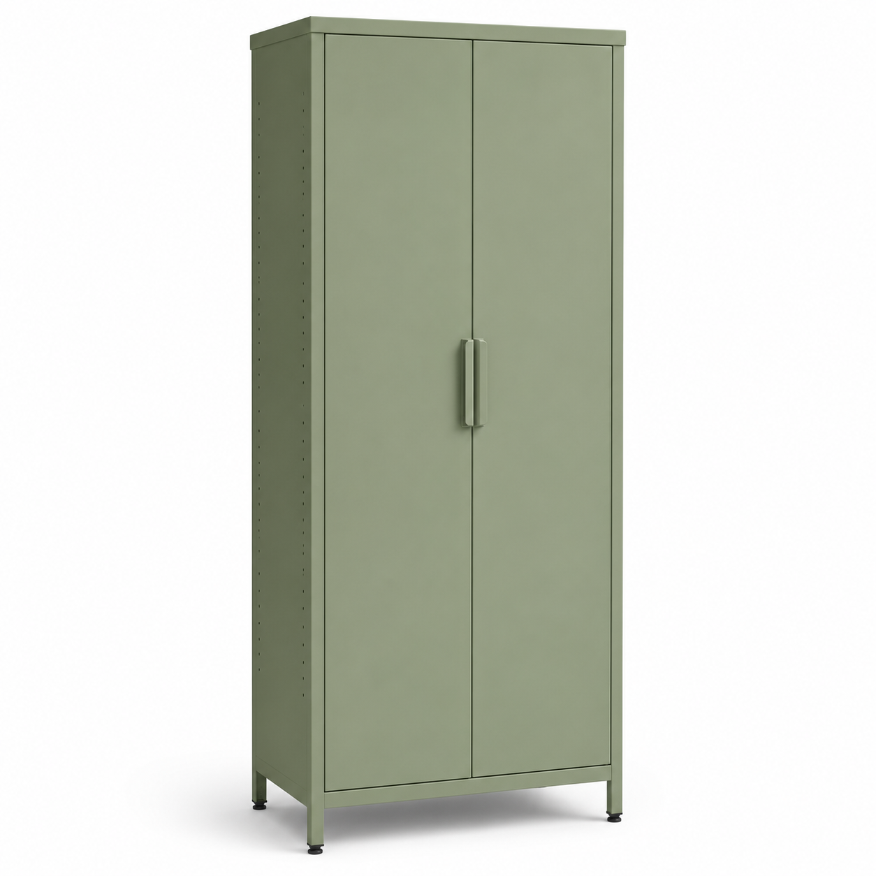 Schmaler Geräteschrank Salbeigrün für Balkon und Terrasse