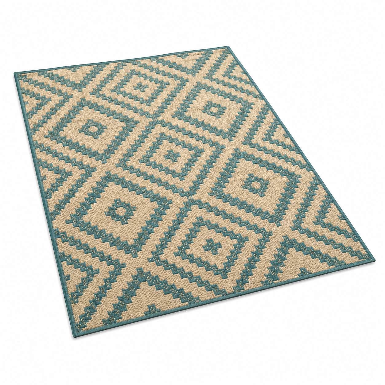 Outdoor Teppich Sand Teal geometrisch 160x230 cm