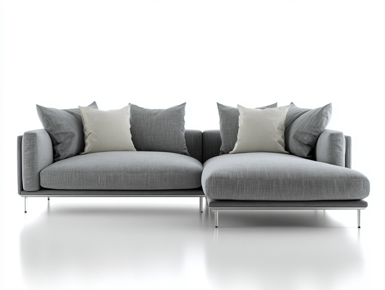 Canapé d'angle-Tissu-Métal-310x176x78 cm-Gris clair-Design contemporain-Cozozanest