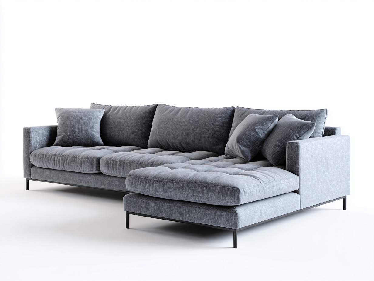 Canapé d'angle-Tissu-Métal-306x172x80 cm-Gris clair-Gris foncé-Design moderne-Cozozanest