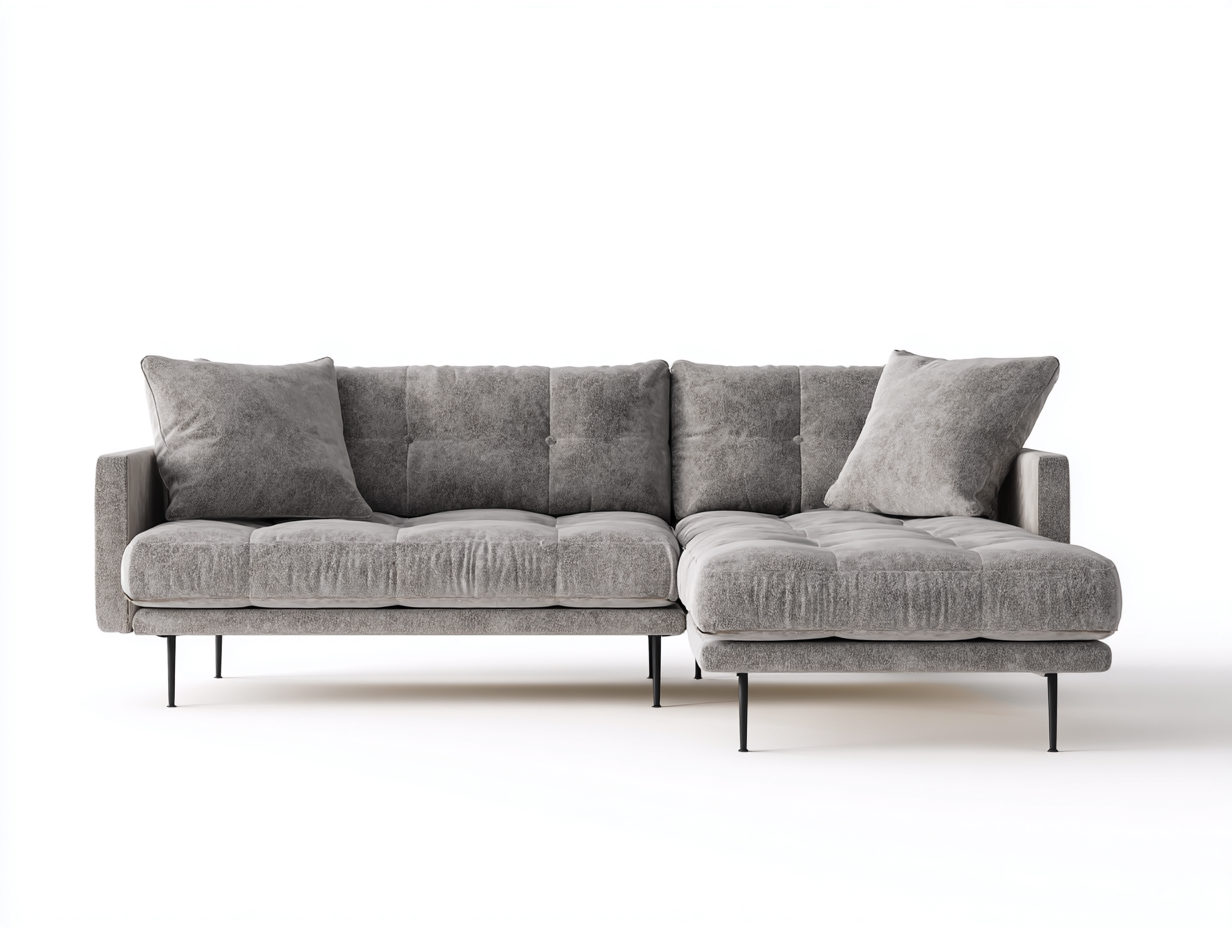 Canapé d'angle-Tissu-Métal-298x170x81 cm-Gris clair-Design moderne-Cozozanest