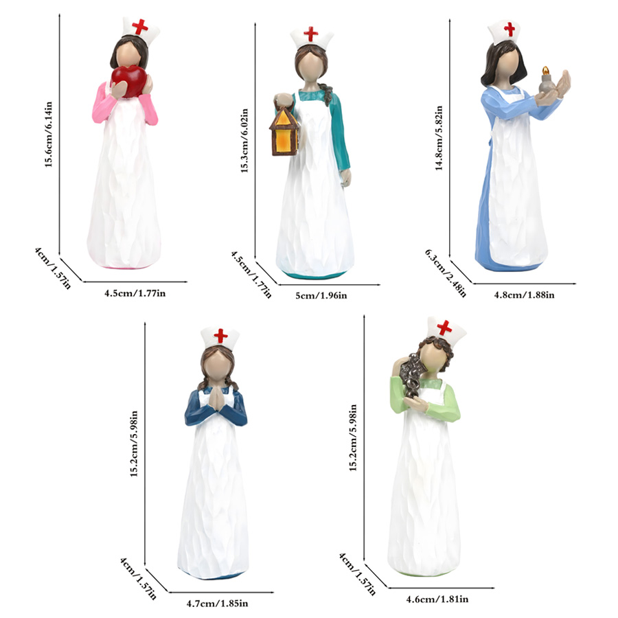 Hand-Painted Nurse Angel Resin Figurines Set – Decorative Faceless Nurse Statues for Medical Professional Appreciation & Gifts