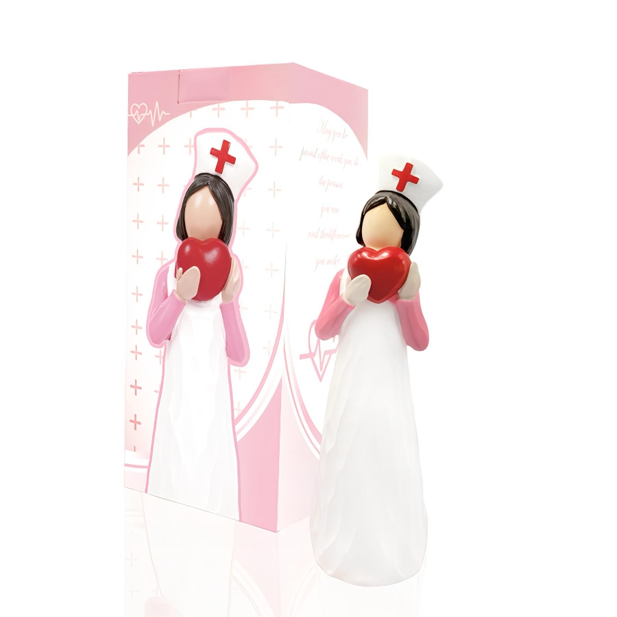 Hand-Painted Nurse Angel Resin Figurines Set – Decorative Faceless Nurse Statues for Medical Professional Appreciation & Gifts