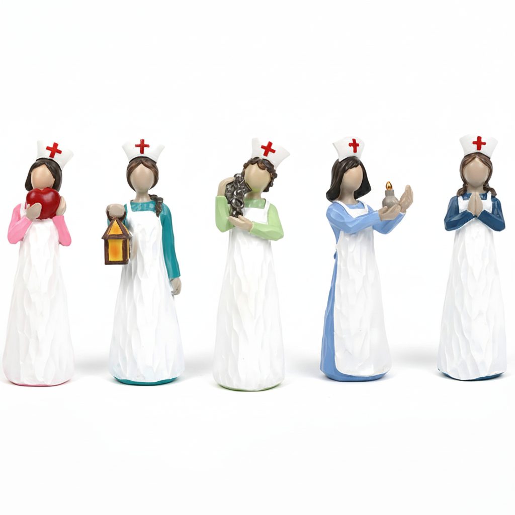 Hand-Painted Nurse Angel Resin Figurines Set – Decorative Faceless Nurse Statues for Medical Professional Appreciation & Gifts
