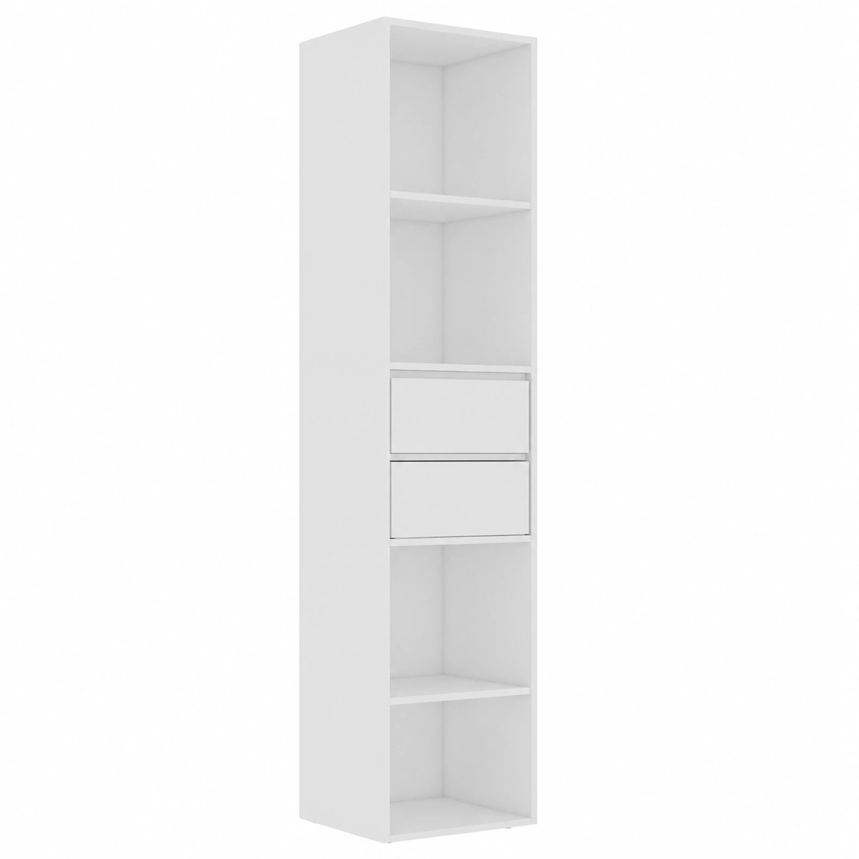 Bibliothèque Haute avec étagères et Tiroirs en Bois Blanc