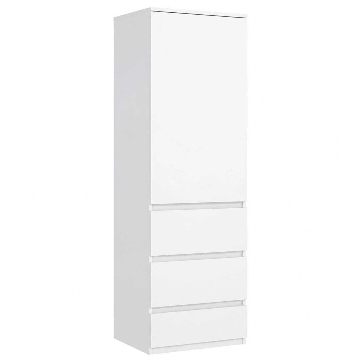 Armoire haute blanche avec étagères et 4 portes pour rangement polyvalent