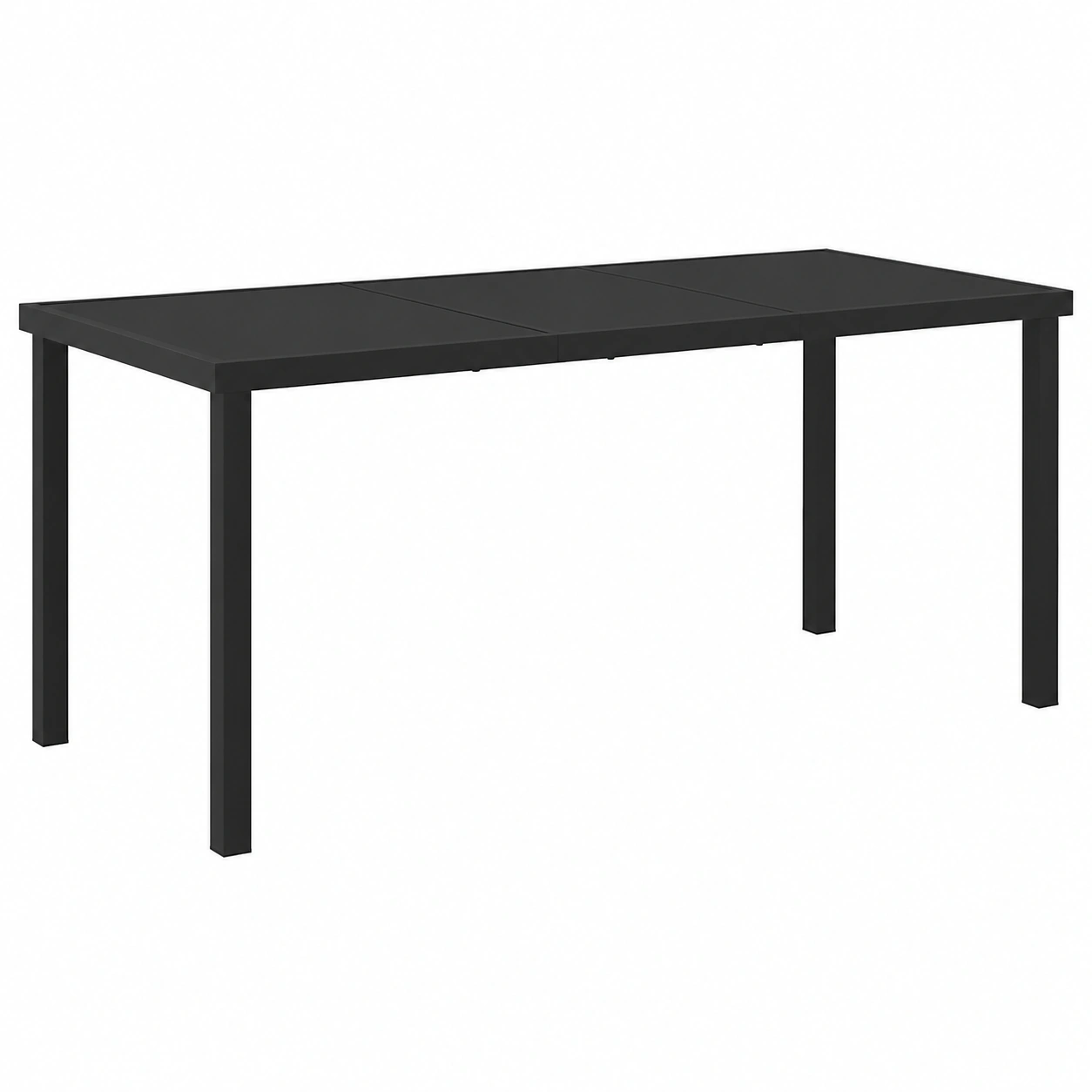 Table de jardin moderne en métal noir 160x80x73 cm, idéale pour patio et détente