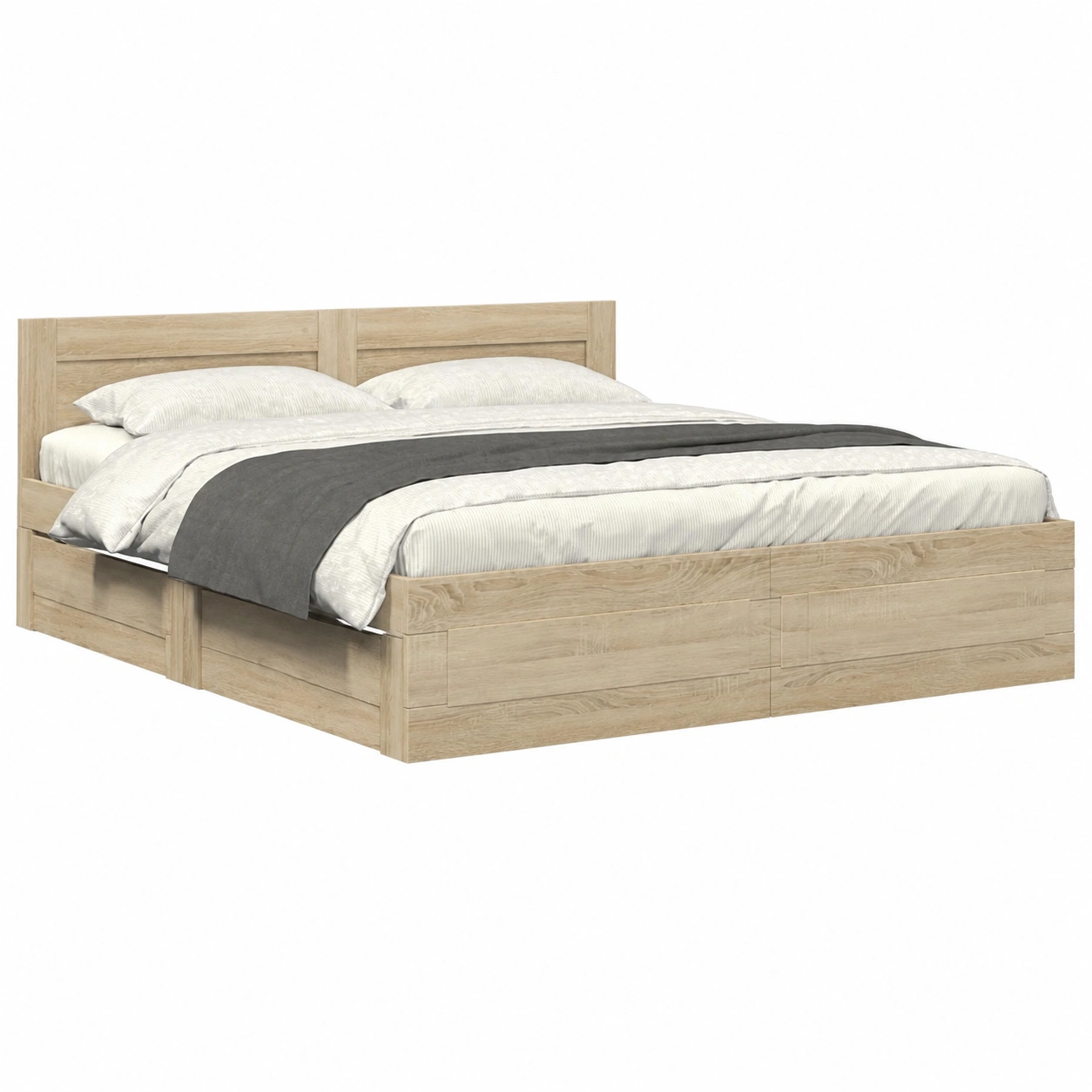 Cadre de lit minimaliste 193 x 203 cm pour chambre avec rangement
