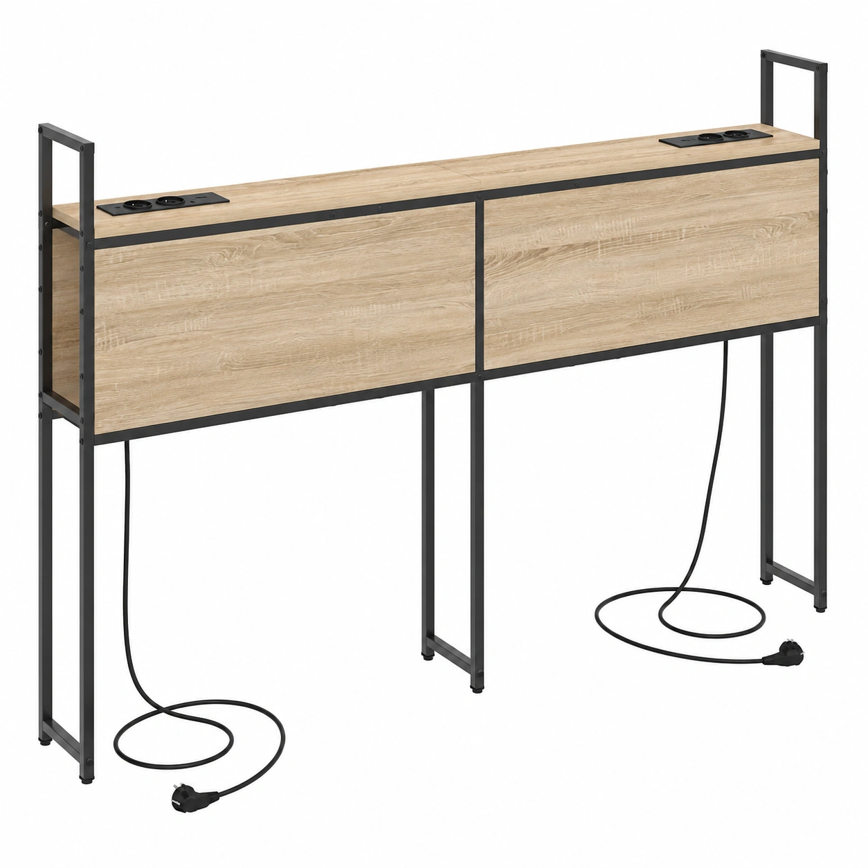 Tête de lit avec rangement et chargeur intégré, chêne sonoma, design moderne pour chambre-timberahome