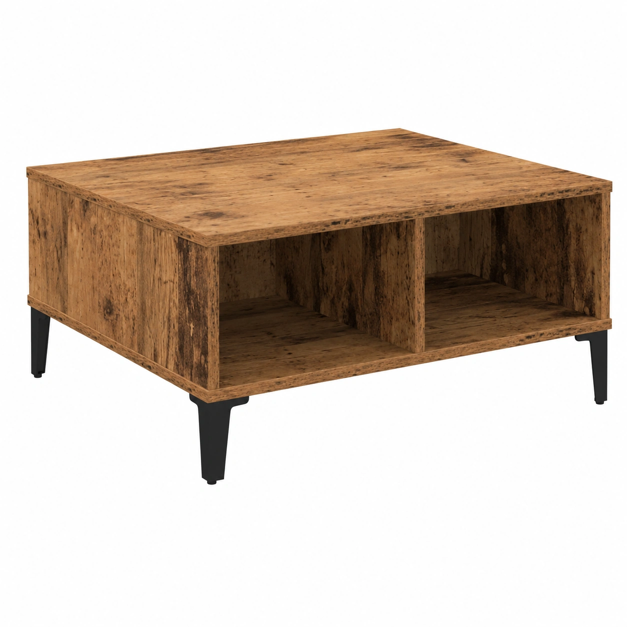 Table Basse en Bois Ancien avec Espace de Rangement