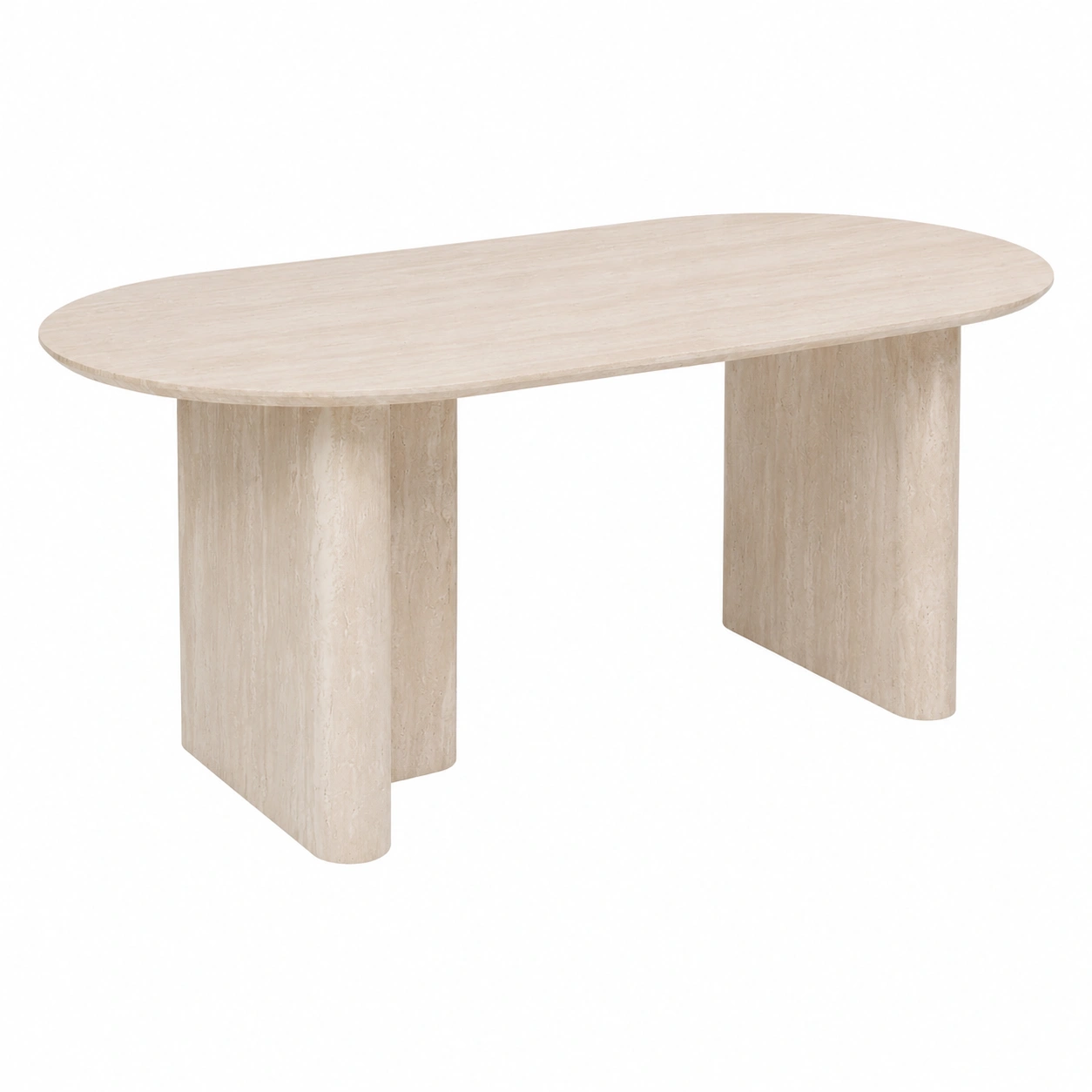 Table à Manger Bois 6 Places Ovale Effet Travertin