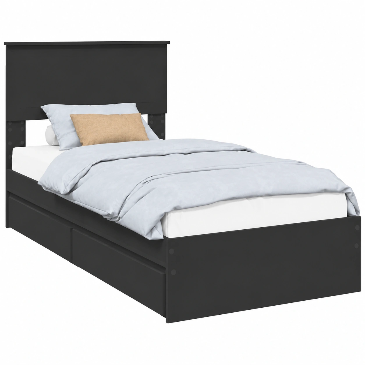 Lit de Rangement Moderne avec Tiroir Noir 90 x 190 cm
