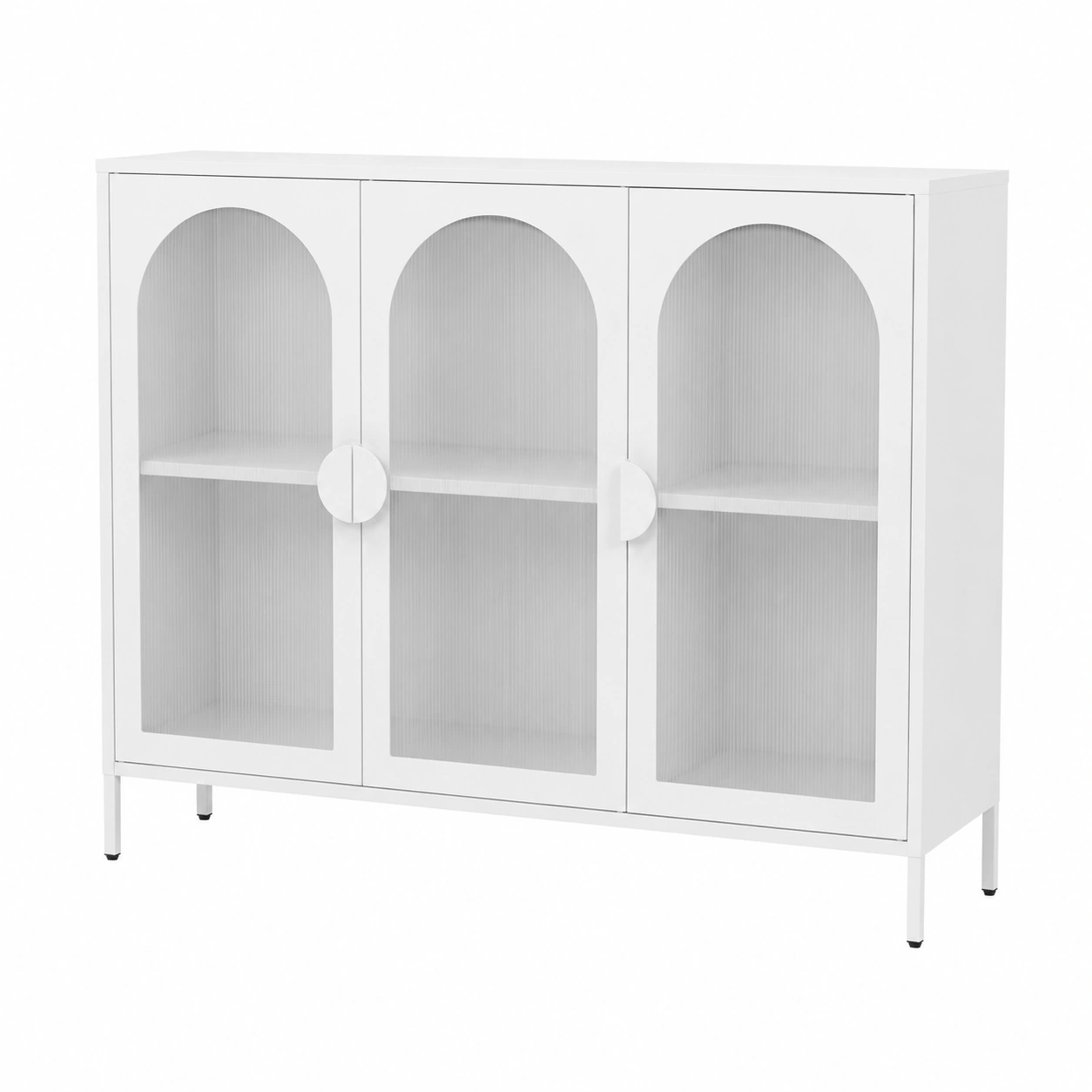 Buffet moderne blanc avec portes et compartiments réglables