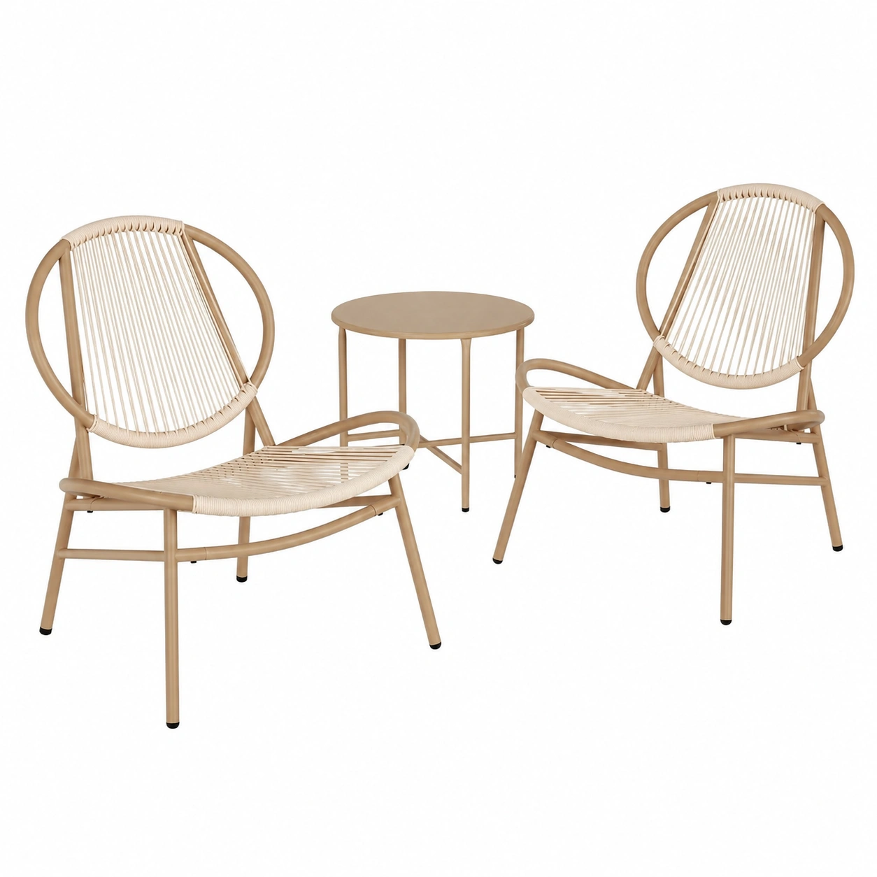 Ensemble de Jardin 3 Pièces avec Chaises et Table Marron Camel